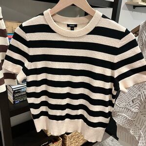 Express Black and Cream Striped Sweater